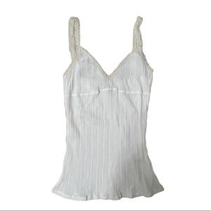 Rebecca Taylor White Ribbed Tank Top Size Extra Small